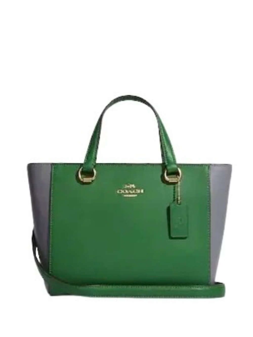 Coach Gray/Green Colorblock Alice Satchel